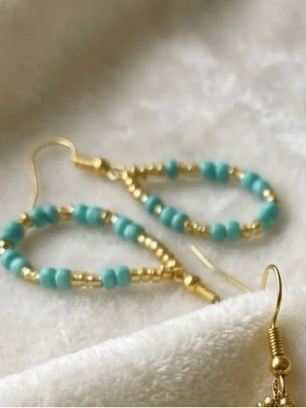 ❤️The Aurora Beaded Teardrop Earrings - Gold & Turquoise